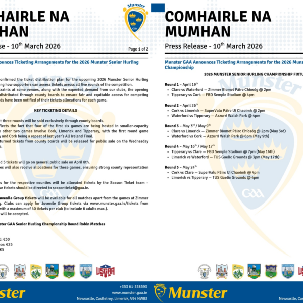 🔴⚪ MUNSTER HURLING CHAMPIONSHIP TICKETS ⚪🔴